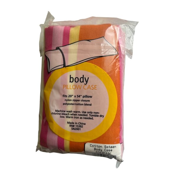 Body Pillow Case Pink Striped Fun Print Fits 20" x 54 Pillow - Picture 2 of 2